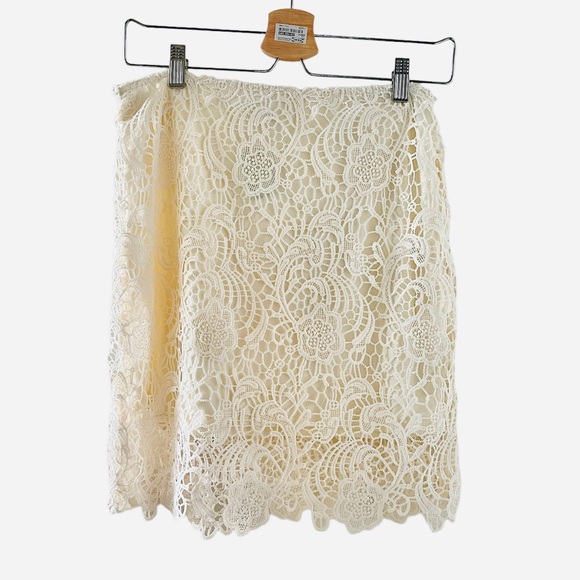 Ambiance Apparel Off White Lace Crochet Knit Mini Skirt - Picture 2 of 3